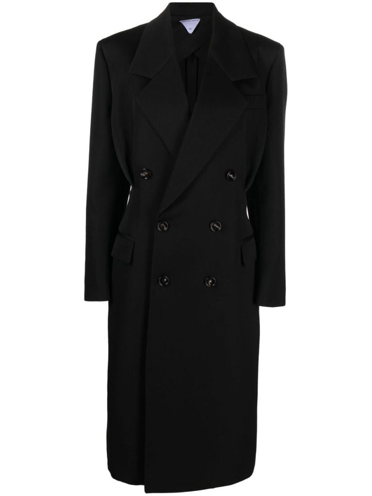 Black Double-breasted Wool Coat