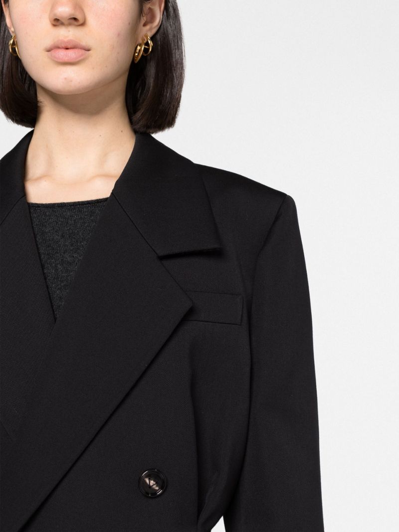 Black Double-breasted Wool Coat