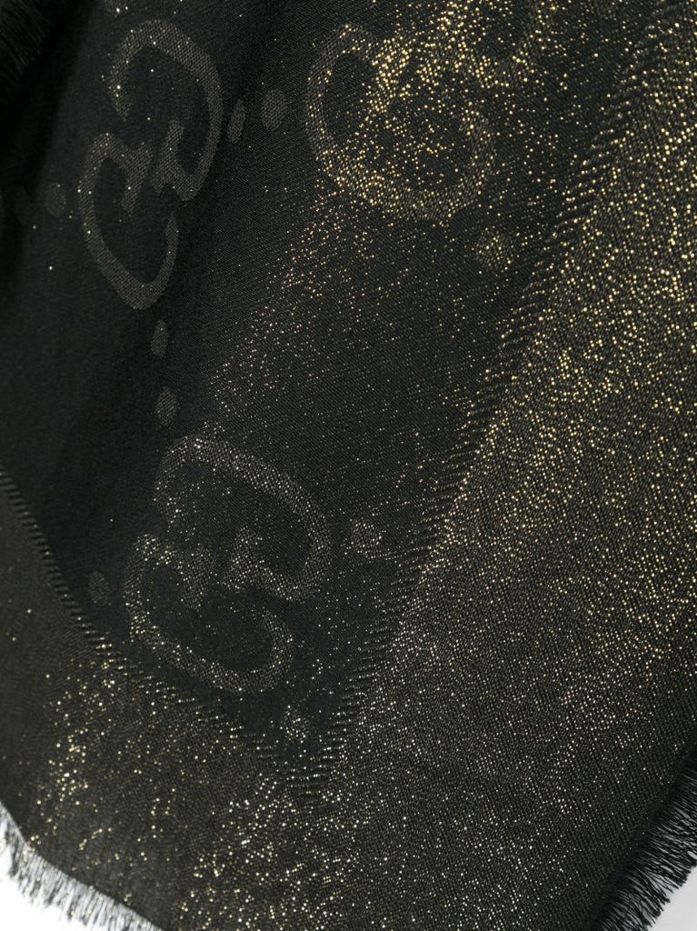 Black Gg Logo Jacquard Scarf