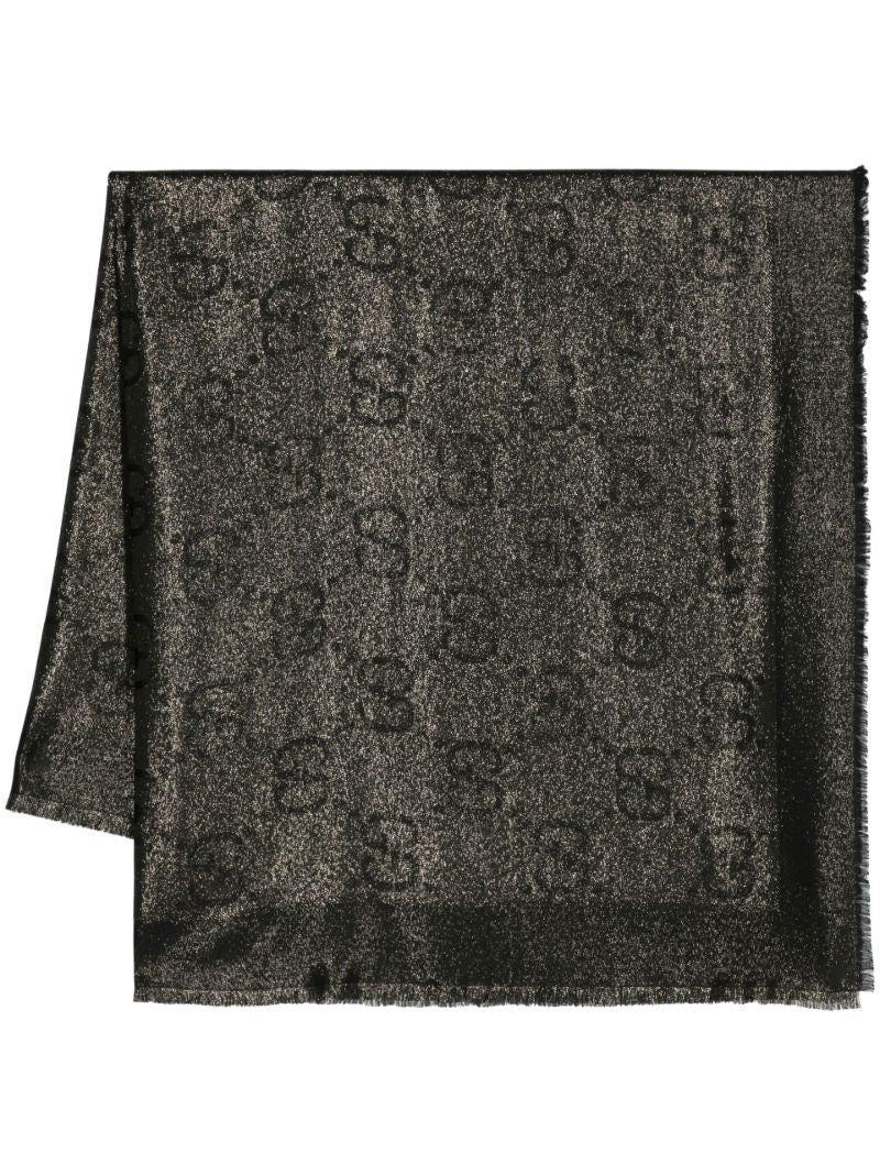 Black Gg Logo Jacquard Scarf