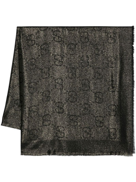 Black Gg Logo Jacquard Scarf