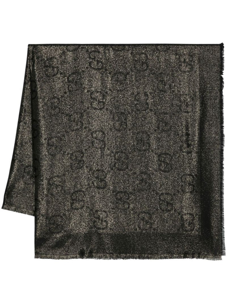 Black Gg Logo Jacquard Scarf