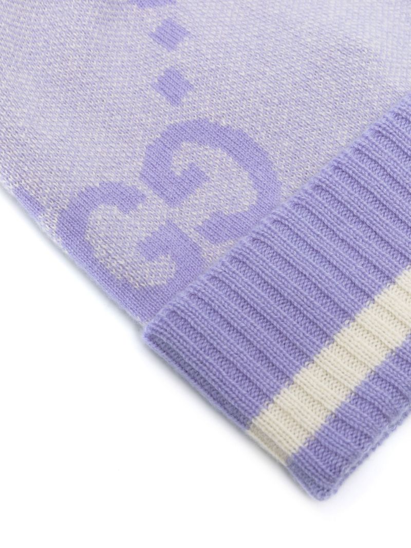 Purple Gg Motif Cashmere Beanie