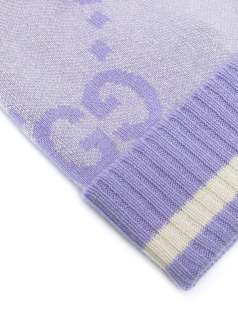 Purple Gg Motif Cashmere Beanie