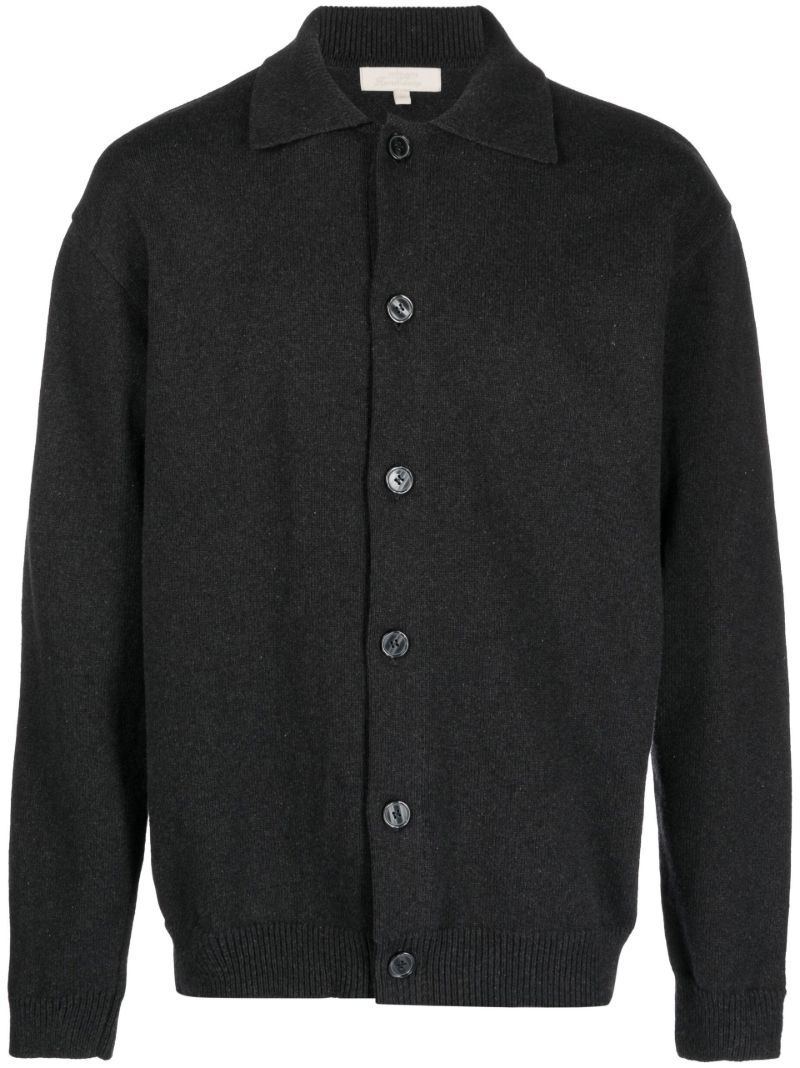 Black Buttoned Knitted Polo Shirt