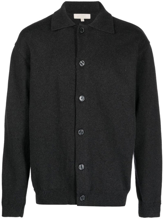 Black Buttoned Knitted Polo Shirt