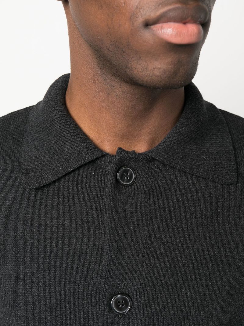 Black Buttoned Knitted Polo Shirt