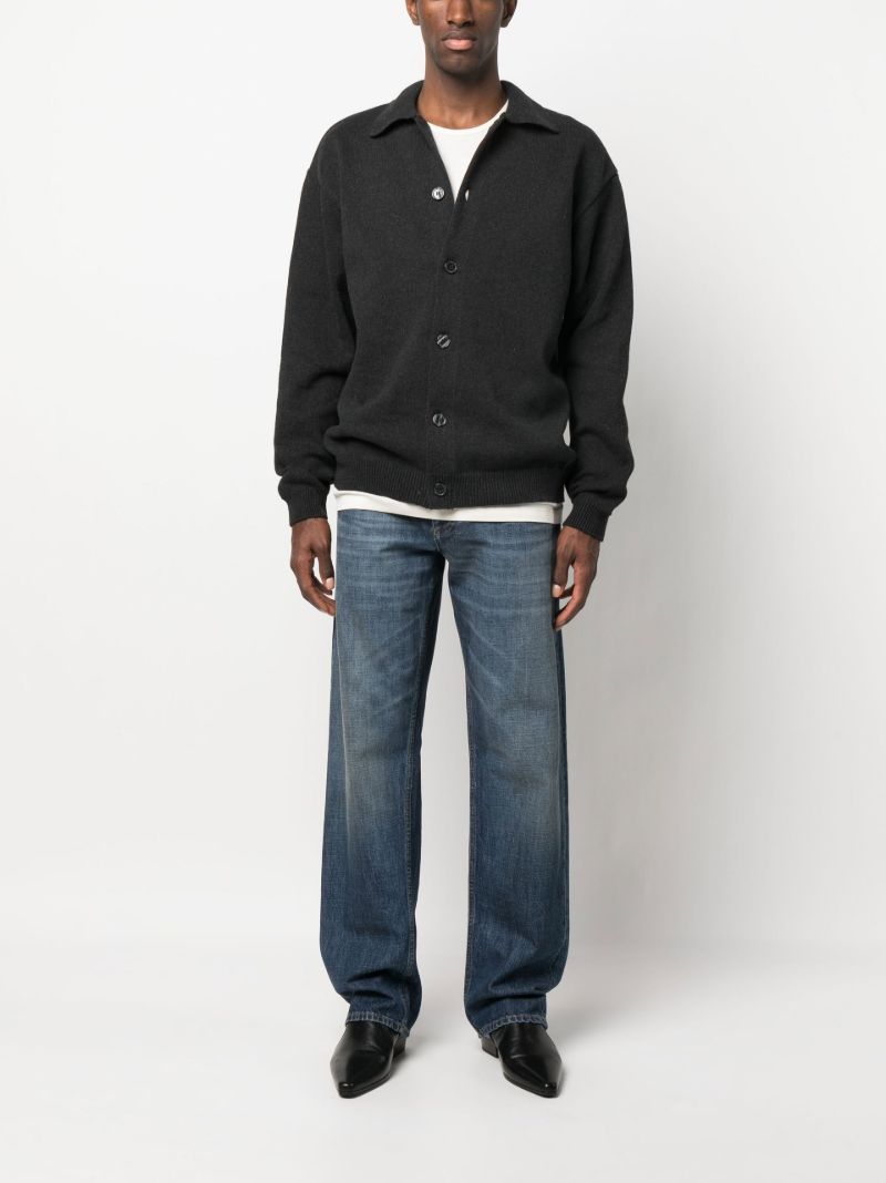 Black Buttoned Knitted Polo Shirt