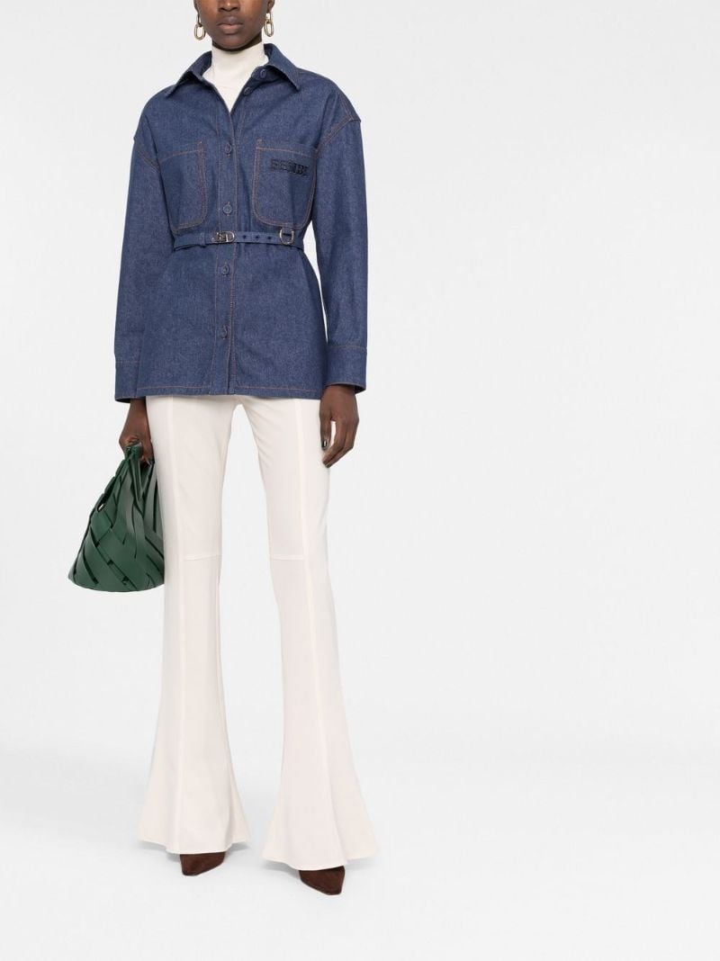 Blue Belted-waist Denim Jacket