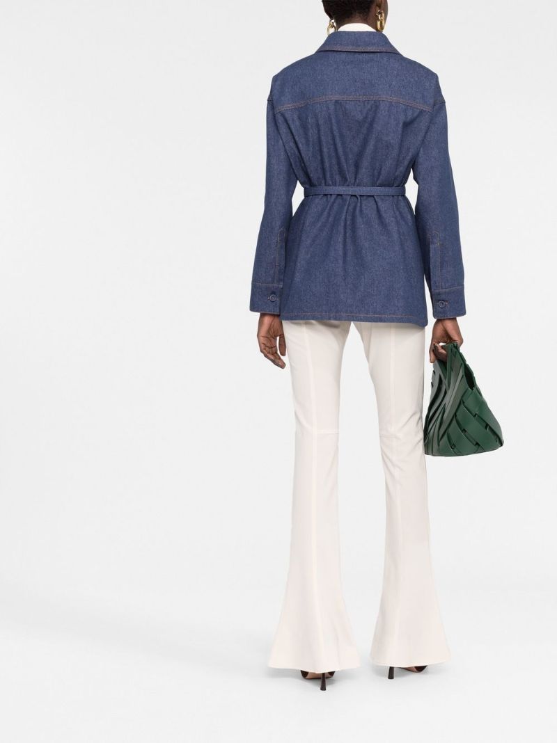 Blue Belted-waist Denim Jacket