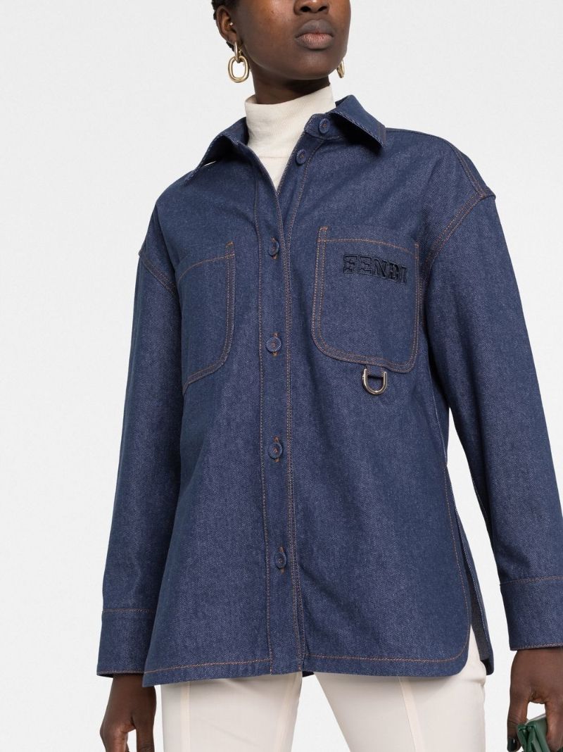 Blue Belted-waist Denim Jacket