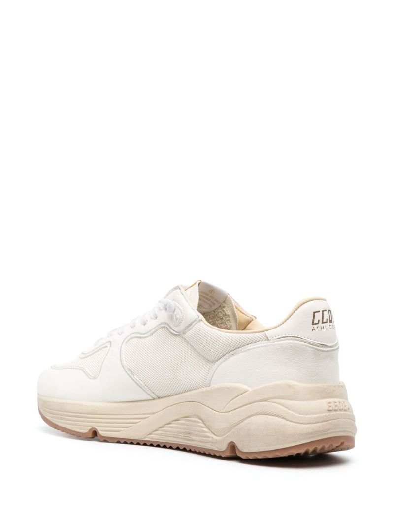 White Running Sole Leather Sneakers