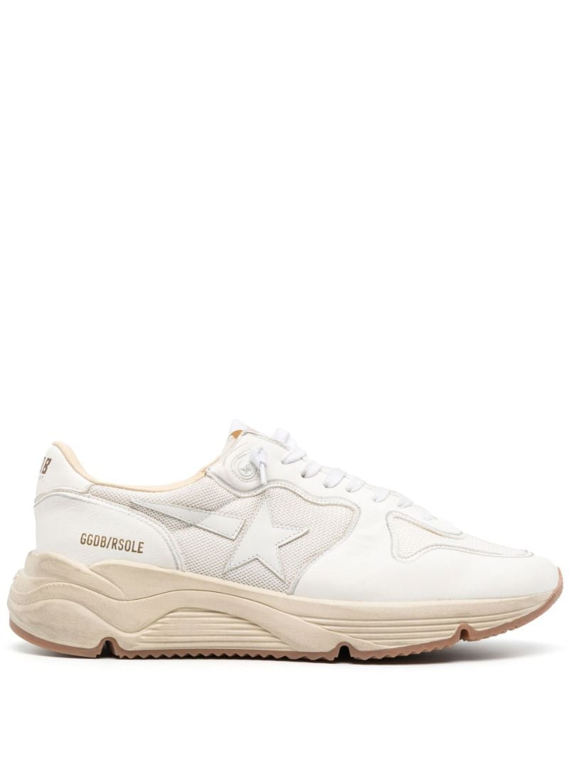 White Running Sole Leather Sneakers