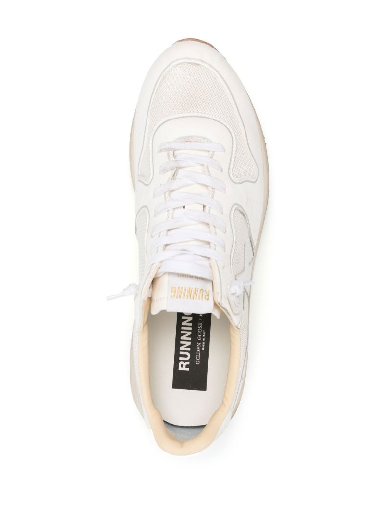 White Running Sole Leather Sneakers