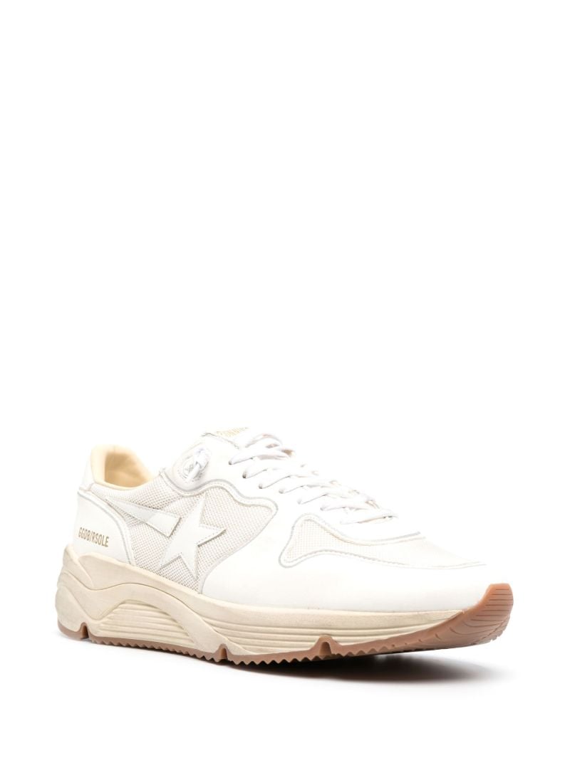 White Running Sole Leather Sneakers