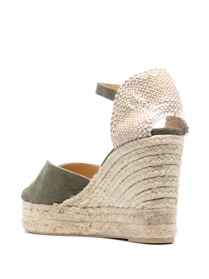 Green Peep Toe Wedge Espadrilles
