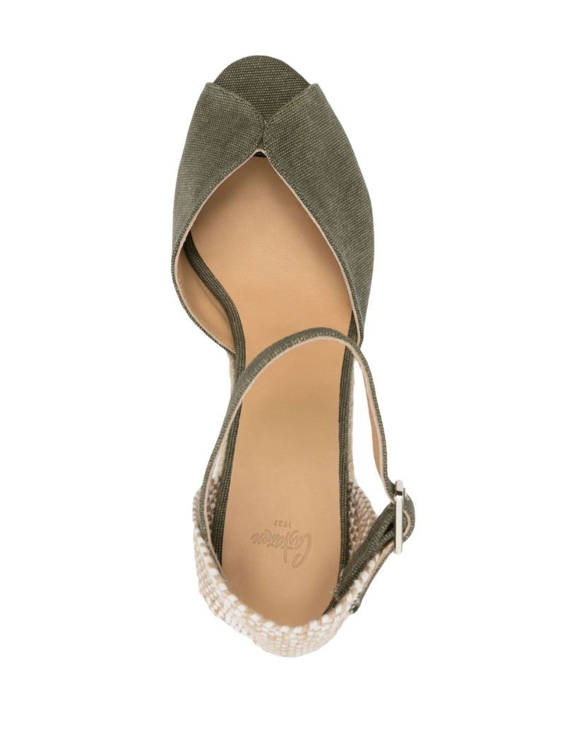 Green Peep Toe Wedge Espadrilles