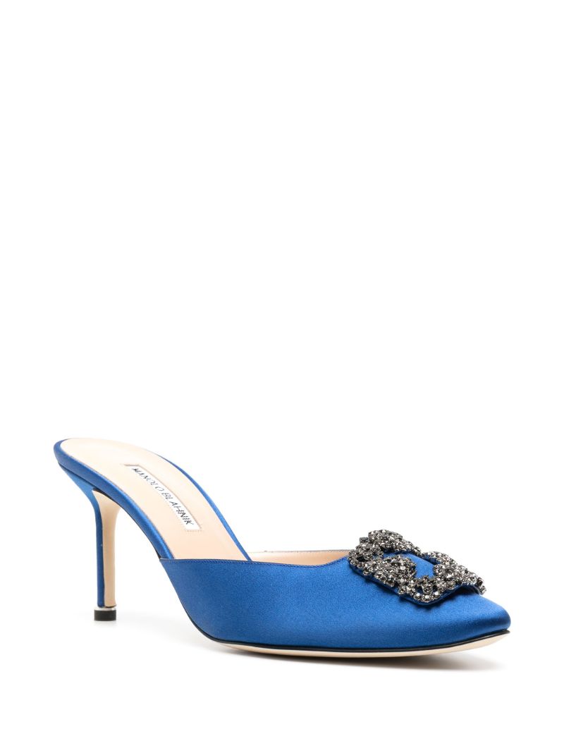 Blue Hangisi 70 Crystal Satin Mules