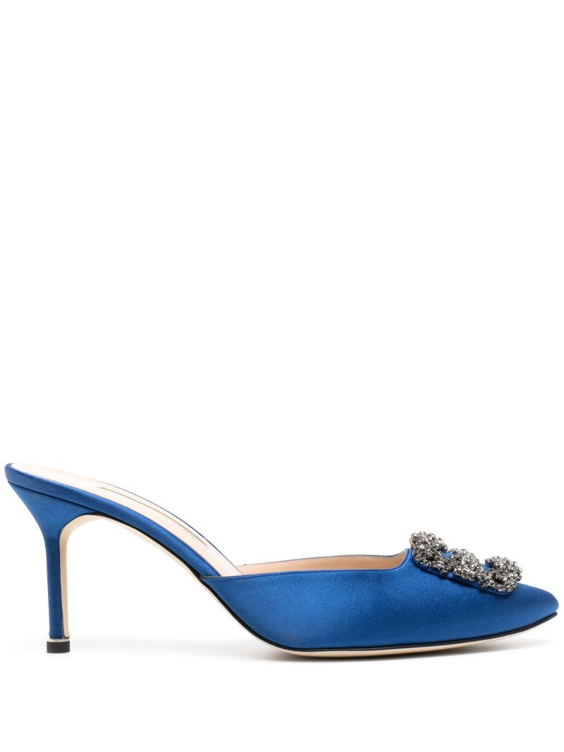 Blue Hangisi 70 Crystal Satin Mules
