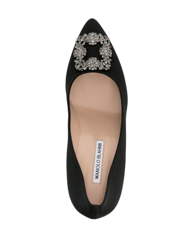 Black Hangisi 90 Crystal Satin Pumps