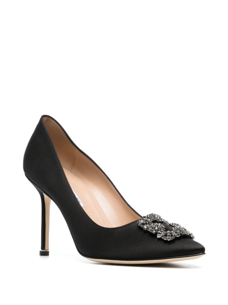 Black Hangisi 90 Crystal Satin Pumps