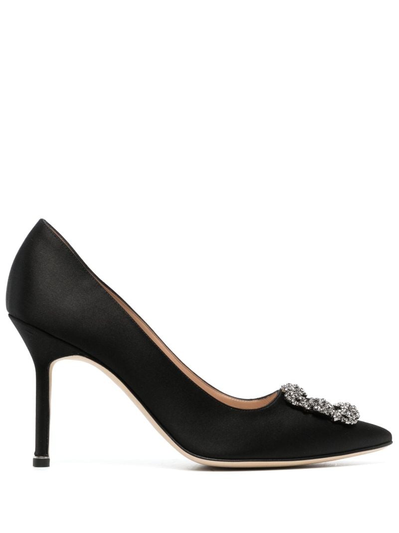 Black Hangisi 90 Crystal Satin Pumps