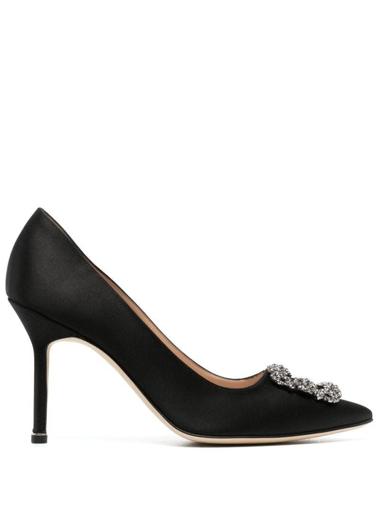 Black Hangisi 90 Crystal Satin Pumps