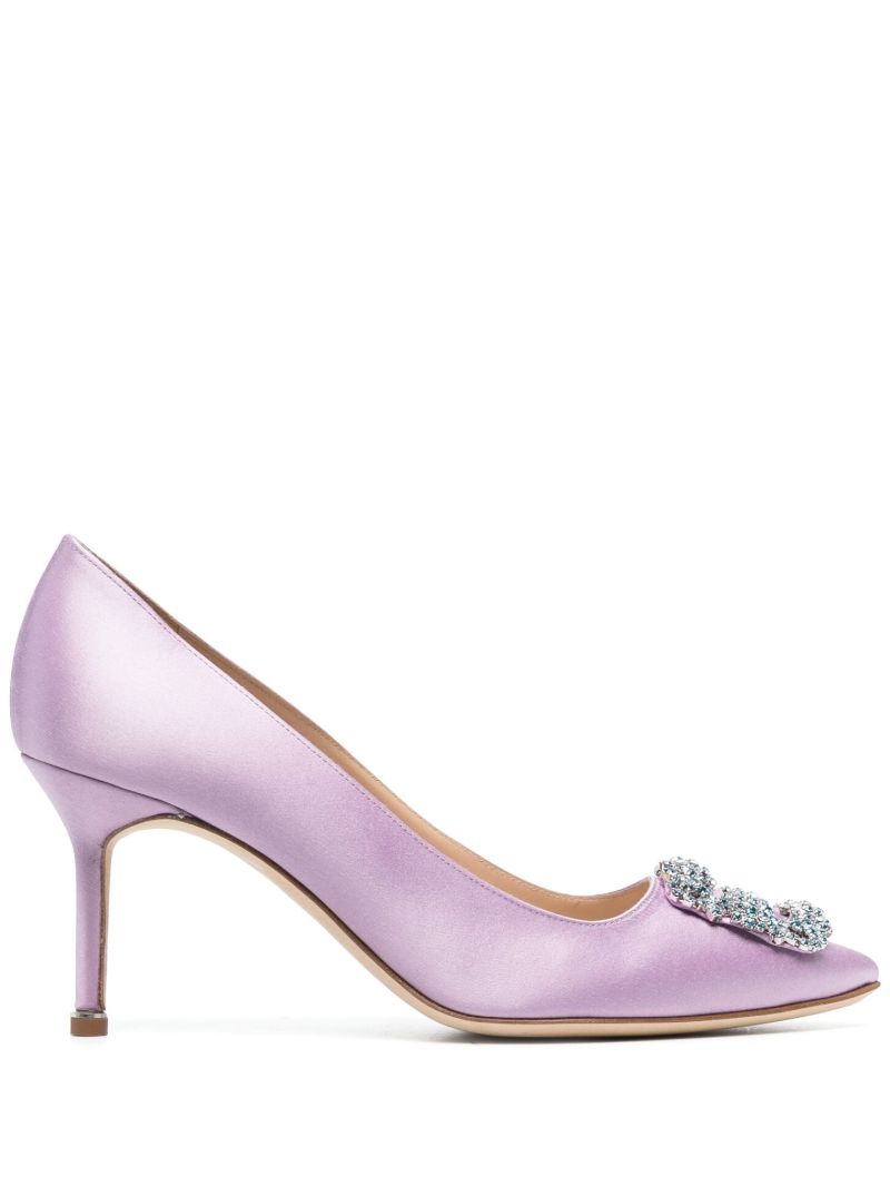 Purple Hangisi 70 Crystal Satin Pumps