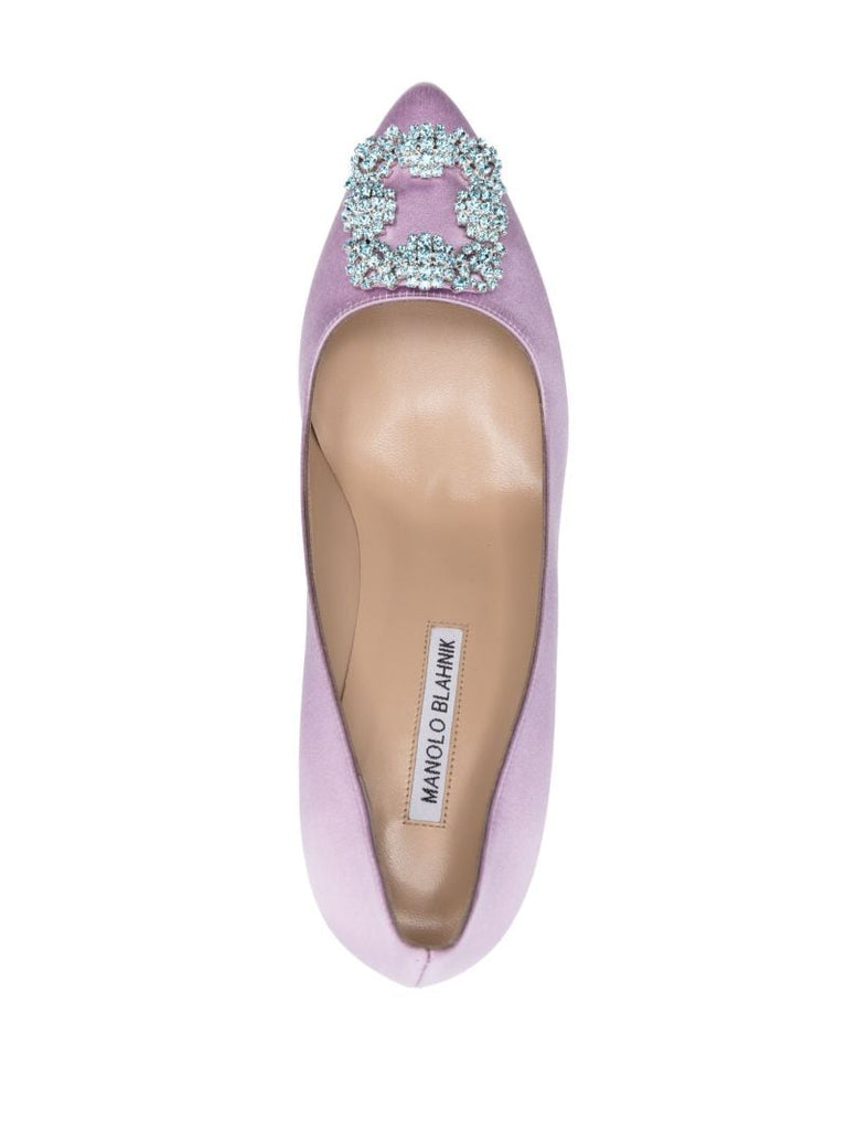 Purple Hangisi 70 Crystal Satin Pumps