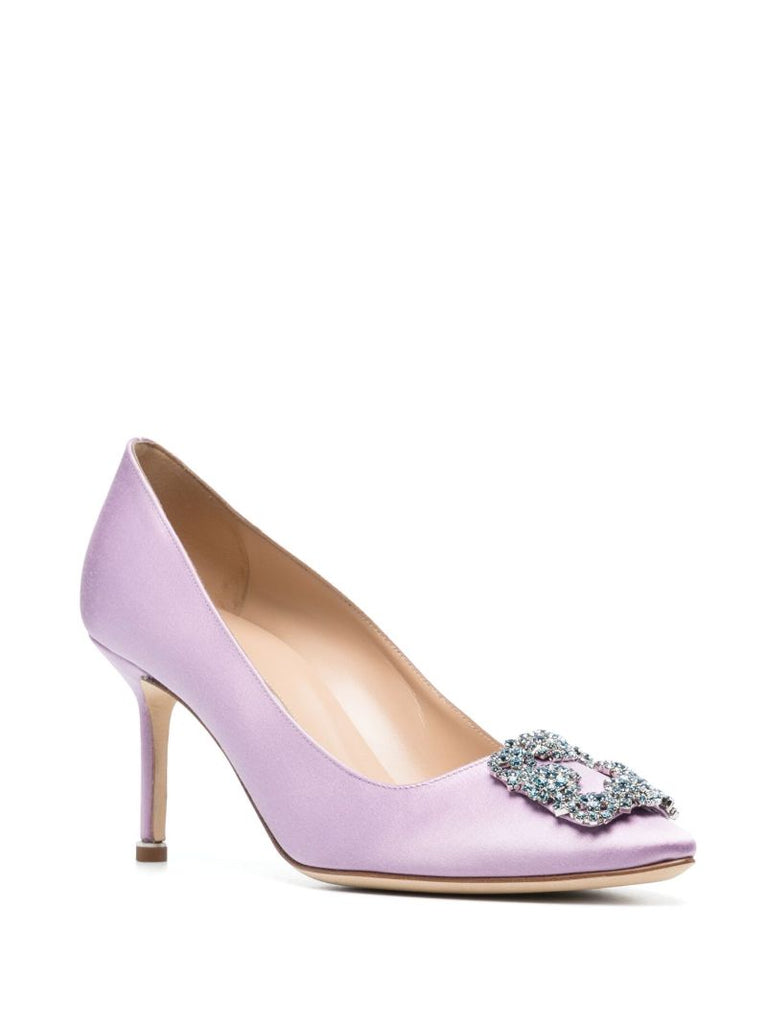 Purple Hangisi 70 Crystal Satin Pumps