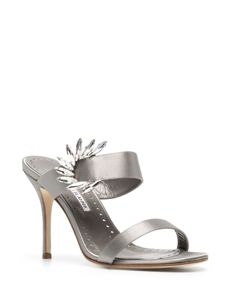 Grey Chivela 90 Stiletto Mule Sandals