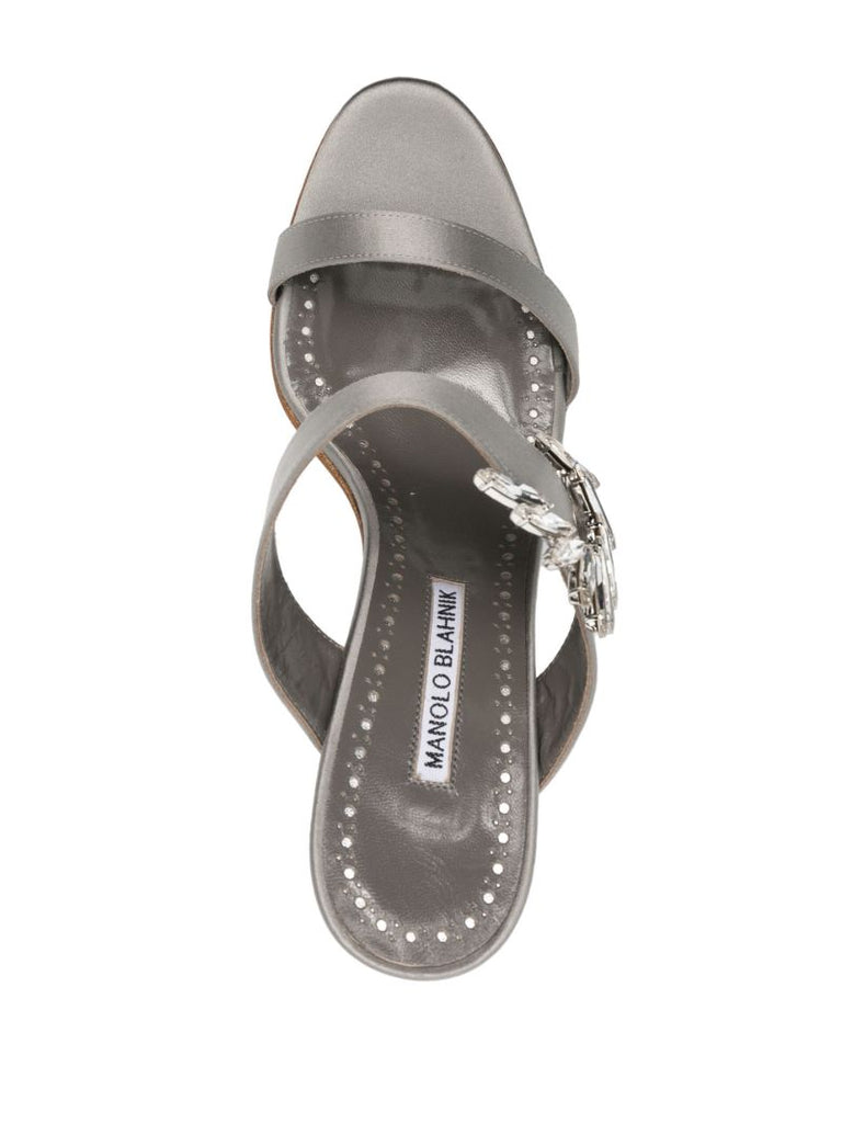 Grey Chivela 90 Stiletto Mule Sandals