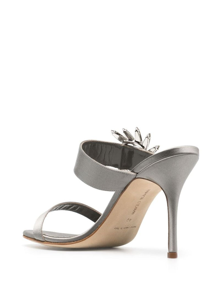 Grey Chivela 90 Stiletto Mule Sandals