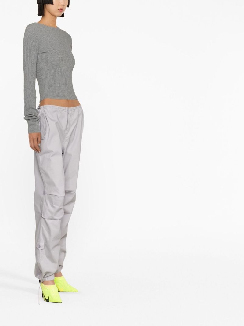 Grey Low-rise Cargo Trousers