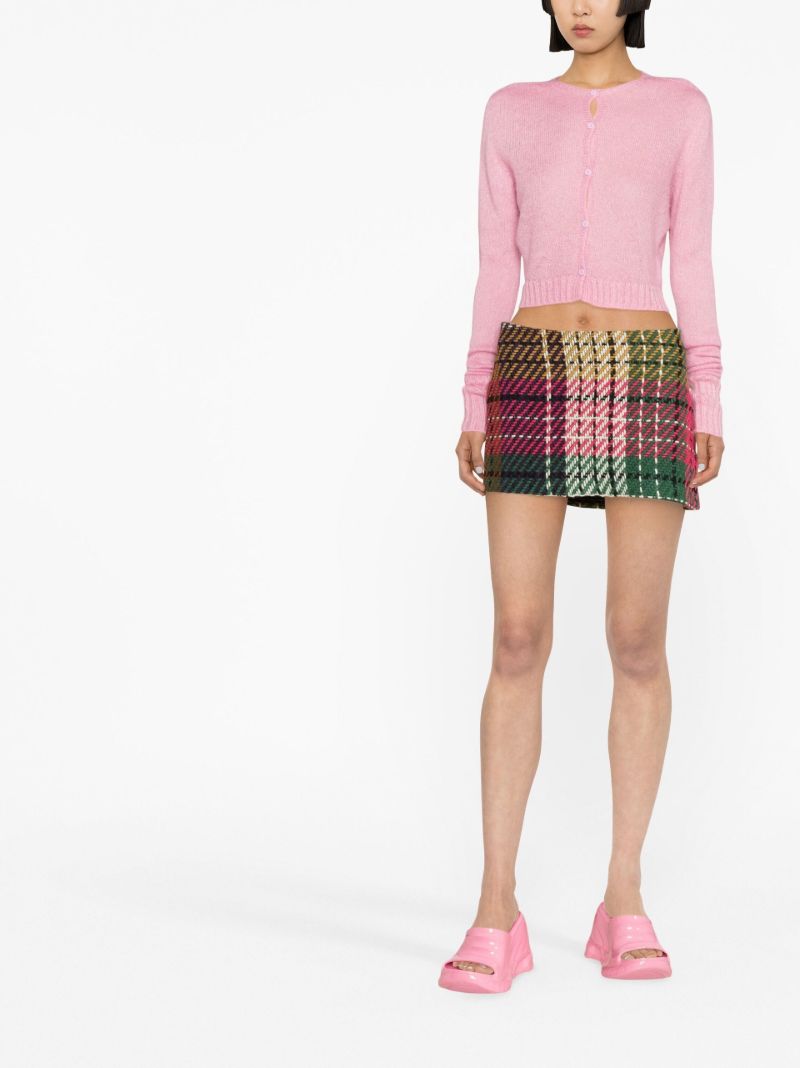 Pink Round Neck Cropped Cardigan