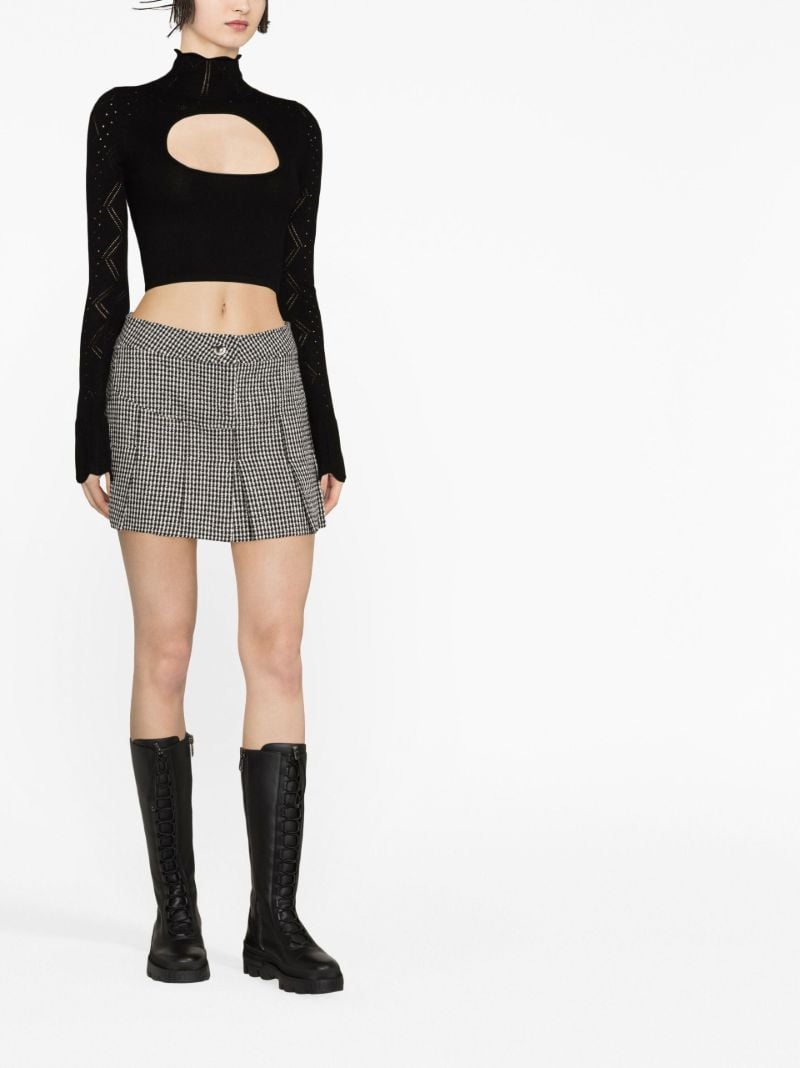 Black Pointelle Knit Cropped Top