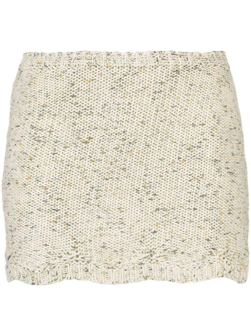 Neutral Bloom Knit Mini Skirt