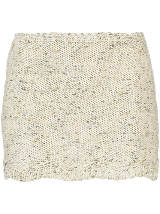 Neutral Bloom Knit Mini Skirt