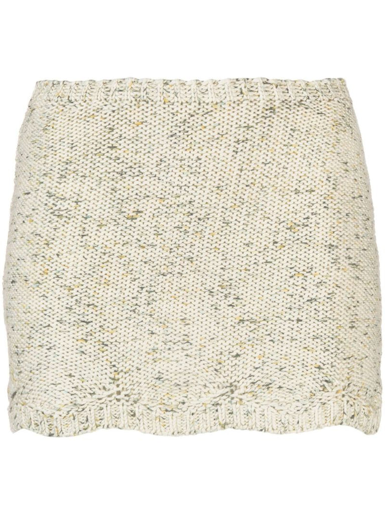 Neutral Bloom Knit Mini Skirt