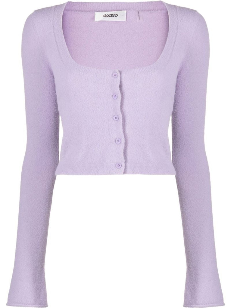 Purple Cropped Cardigan