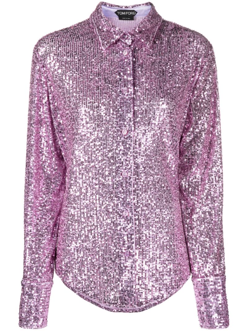 Purple Sequin Silk Shirt