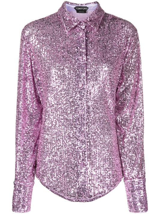 Purple Sequin Silk Shirt