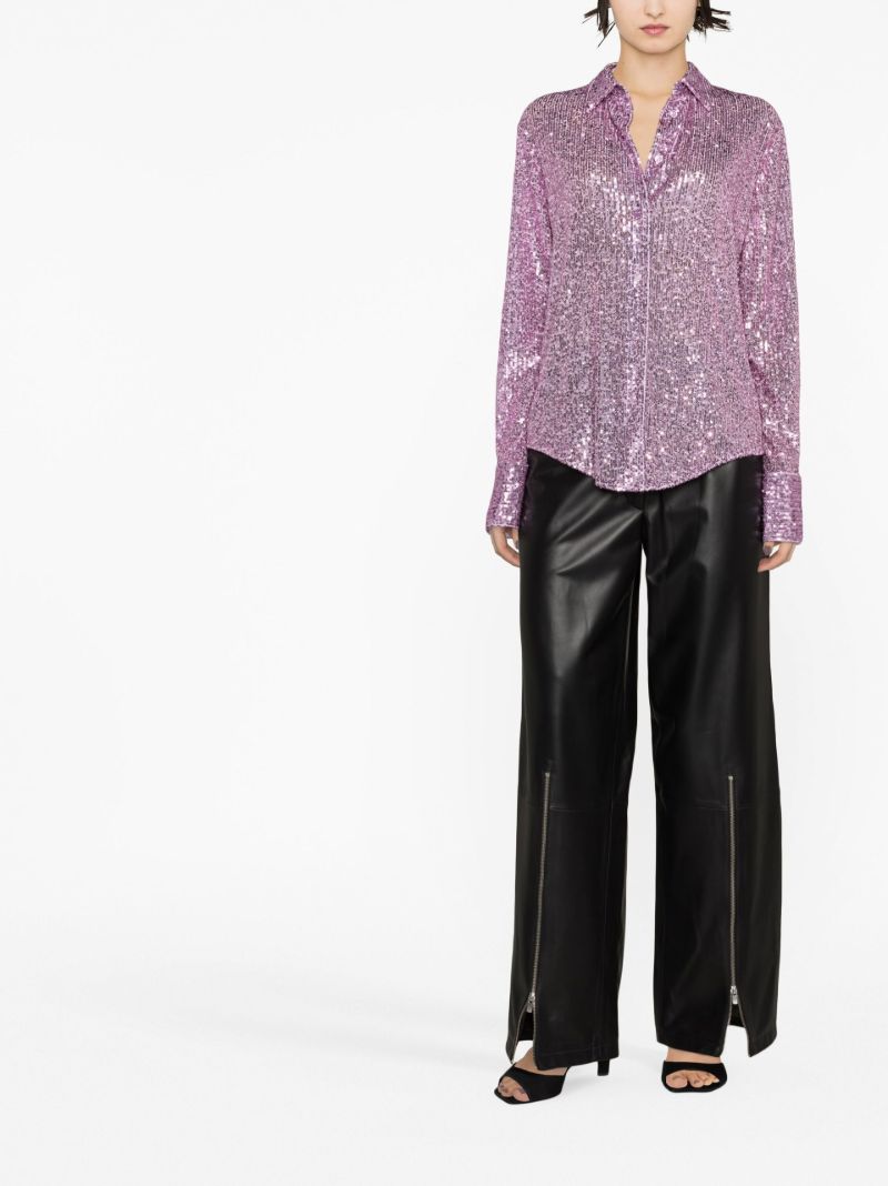Purple Sequin Silk Shirt