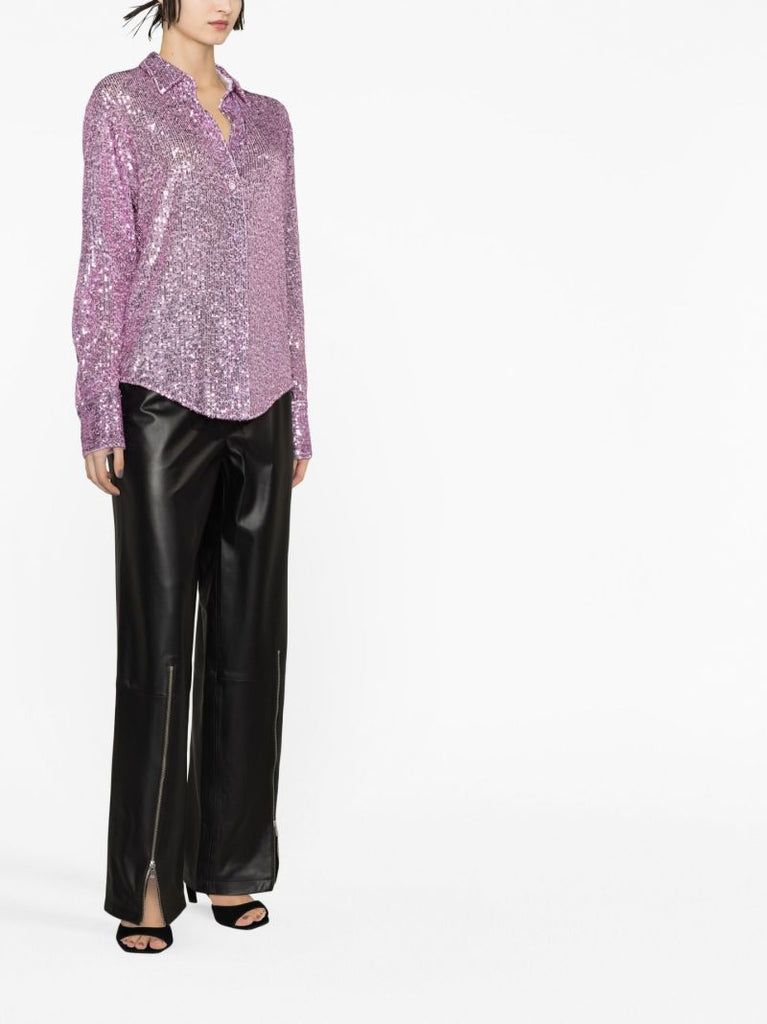 Purple Sequin Silk Shirt