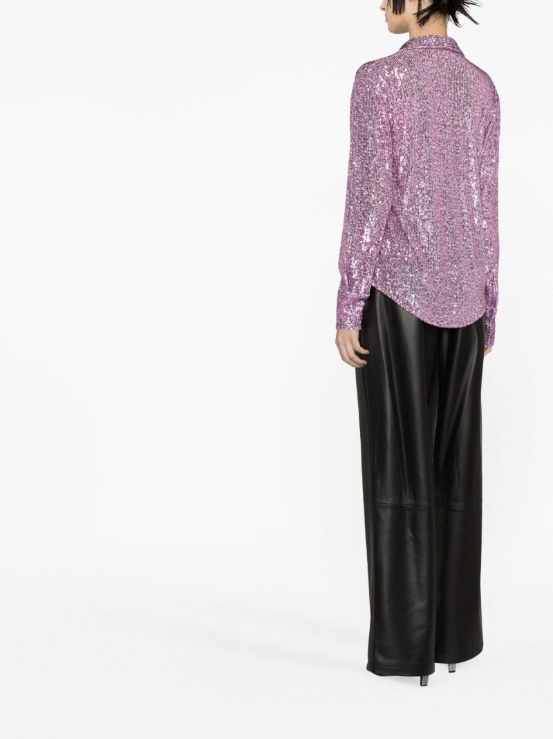 Purple Sequin Silk Shirt