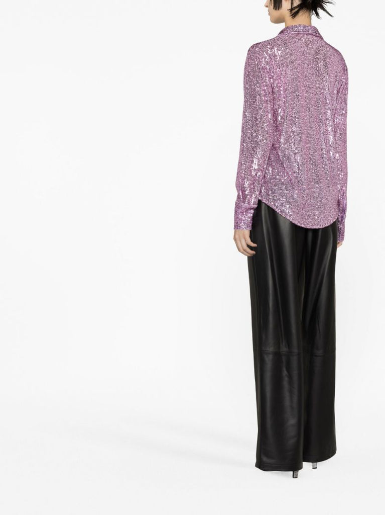 Purple Sequin Silk Shirt