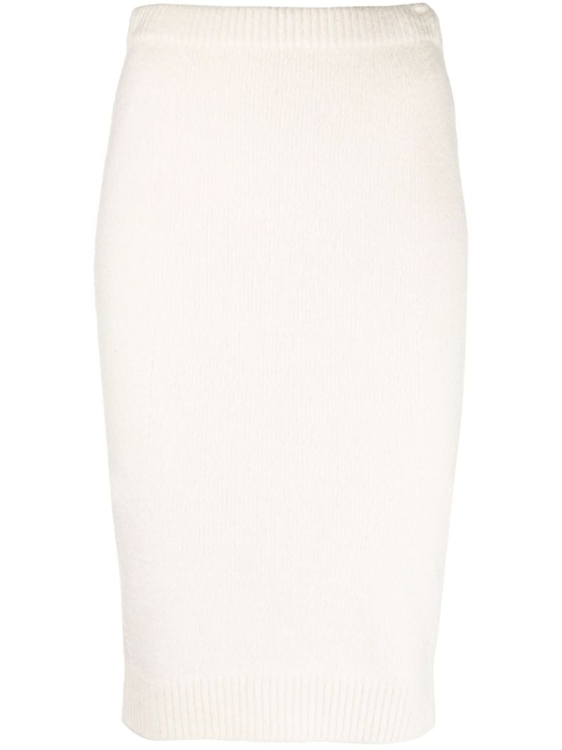 Neutral Ribbed Pencil Skirt