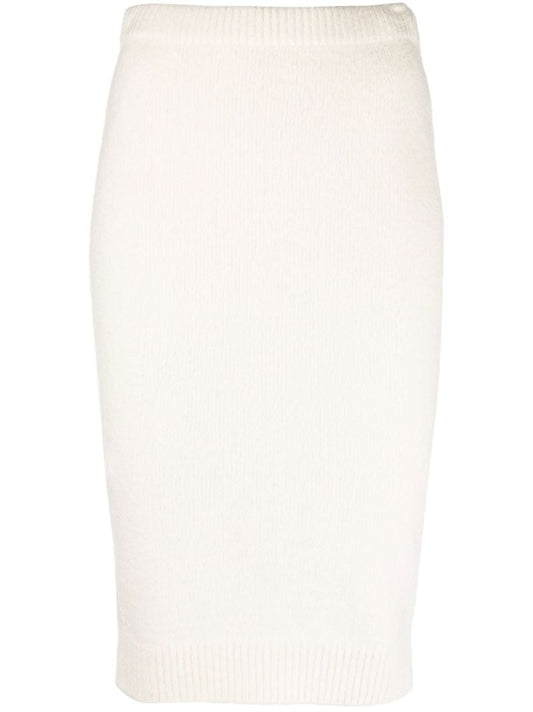 Neutral Ribbed Pencil Skirt