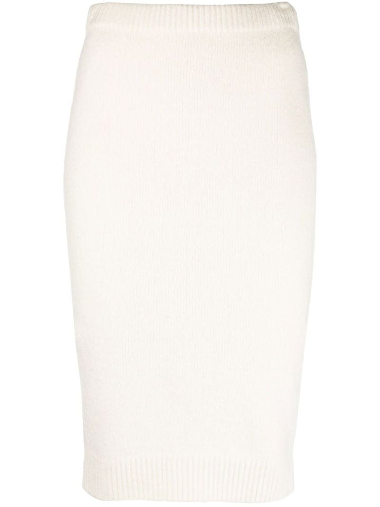 Neutral Ribbed Pencil Skirt