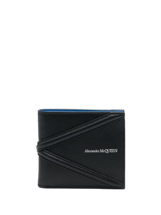 Black Logo Print Leather Wallet